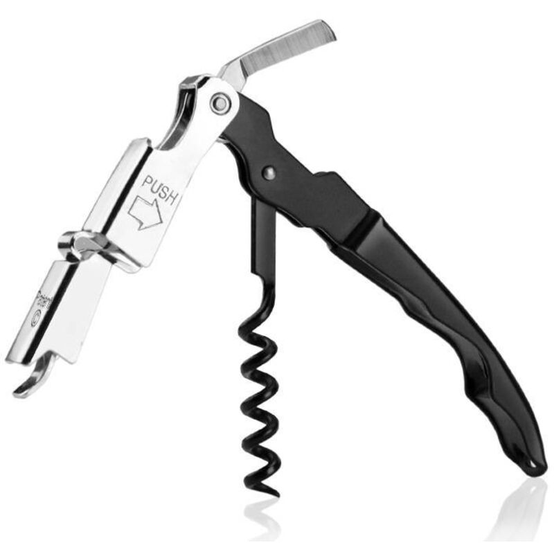 Profi-Korkenzieher, Sommeliermesser, Hotel- und Restaurantqualität, Kellnermesser mit Flaschenöffner und Folienschneider, Edelstahl-Flaschenöffner