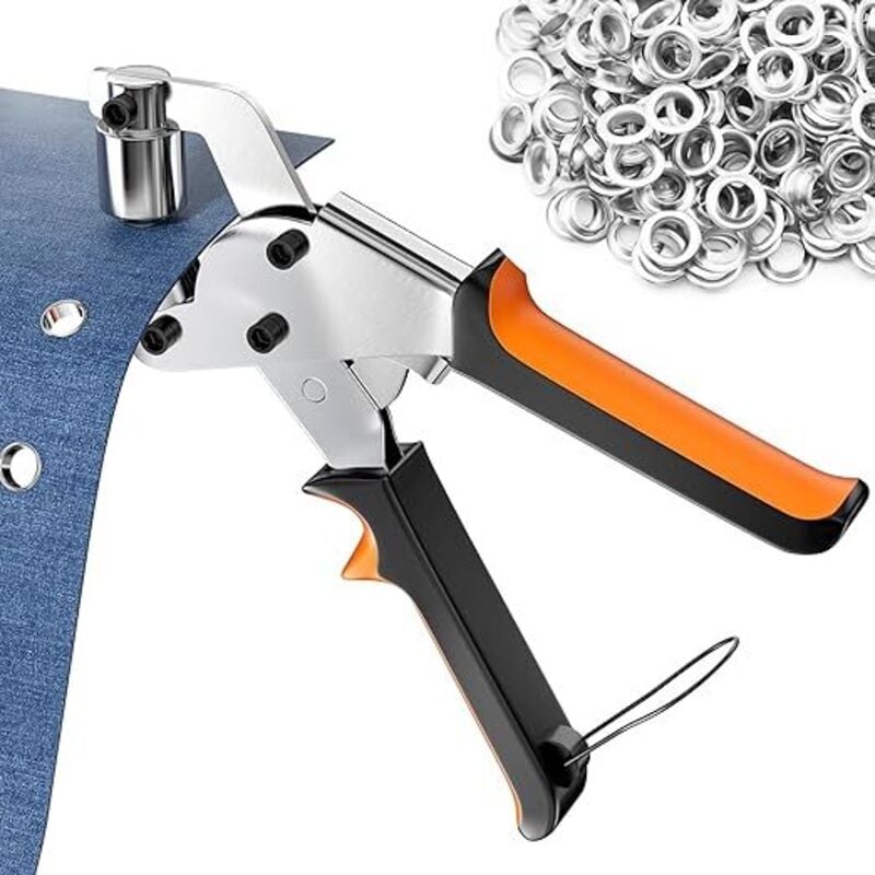 Profi Ösenzange Set (Ø 10mm) mit 500 Ösen, Planenösen Set, Magnetische Ösenpresse, Lochzangen Kit, Ösen Werkzeug Set aus Kohlenstoffstahl für Planen