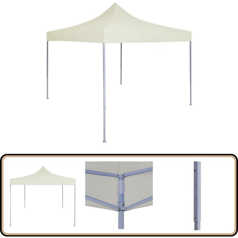 Profi-Partyzelt Faltbar 2×2 m Stahl Creme - Outdoor Event Zelt - Partyzelt - Gartenparty - Grillplatz - Festivalzelt