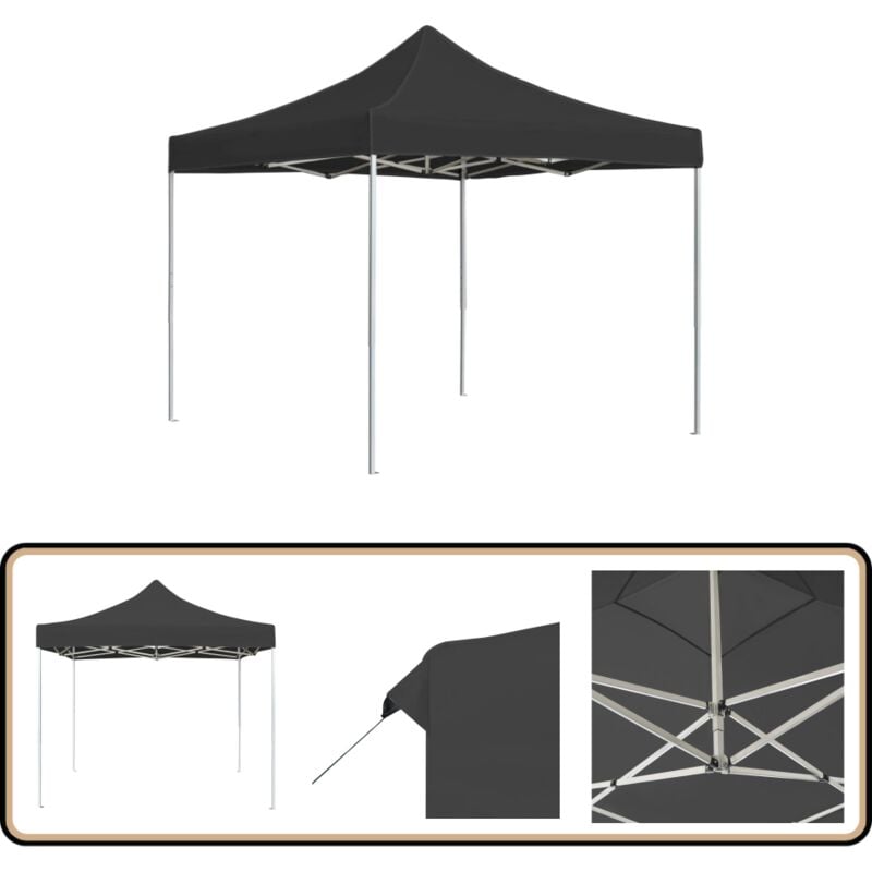 Profi-Partyzelt Faltbar Aluminium 2x2 m Anthrazit - Gartenzelt - Partyzelt - Überdachung - Outdoor-Zelt - Grillplatzüberdachung