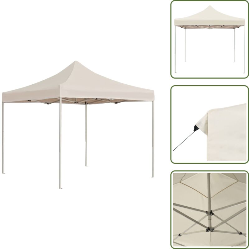 Profi-Partyzelt Faltbar Aluminium 2x2 m Creme - Gartenzelt - Partyzelt - Outdoorzelt - Sommergarten - Grillplatz