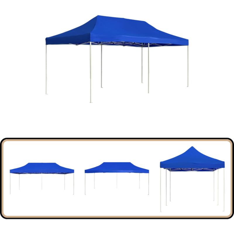 Profi-Partyzelt Faltbar Aluminium 6x3 m Blau - Outdoor-Pavillon - Gartenzelt - Partyzelt Blau - Markisenzelt - Sommergarten
