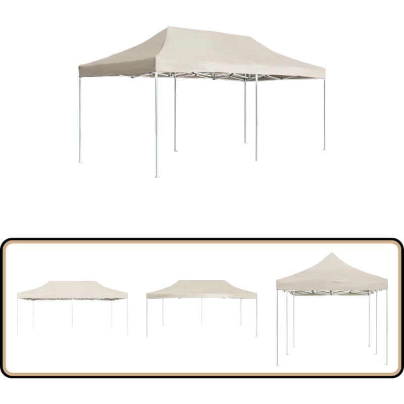 Profi-Partyzelt Faltbar Aluminium 6x3 m Creme - Partyzelt - Outdoor Event - Gartenzelt - Grillfest - Feierzelt