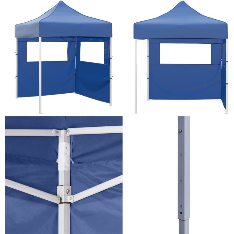 Profi-Partyzelt Faltbar mit 2 Seitenwänden 2×2m Stahl Blau - Outdoor Event Zelt - Partyzelt - Gartenparty - Grillplatz - Festivalzelt - Home & Living