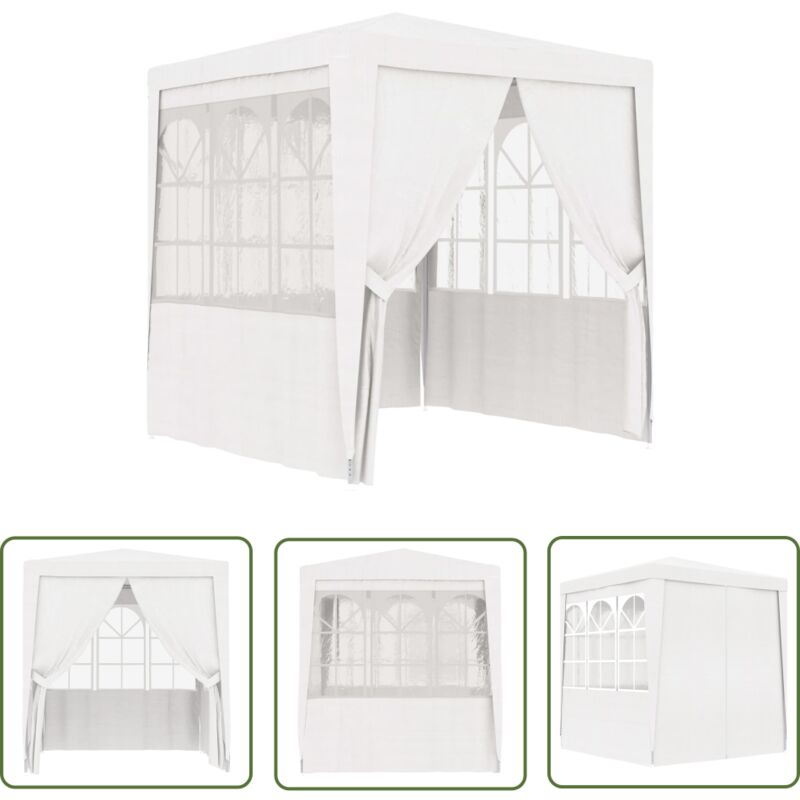 The Living Store Profi-Partyzelt mit Seitenwänden 2,5x2,5 m Weiß 90 g/m² - Gartenzelt - Partyzelt - Outdoor Zelt - Pavillon - Sonnenschutz