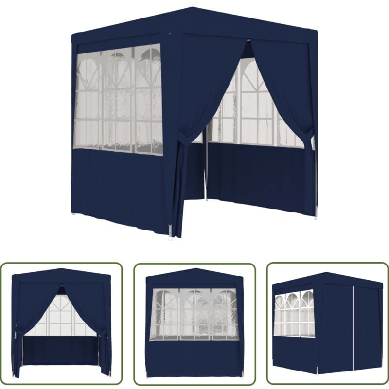 The Living Store Profi-Partyzelt mit Seitenwänden 2,5x2,5 m Blau 90 g/m² - Gartenzelt - Partyzelt - Outdoor Zelt - Pavillon - Grillplatz