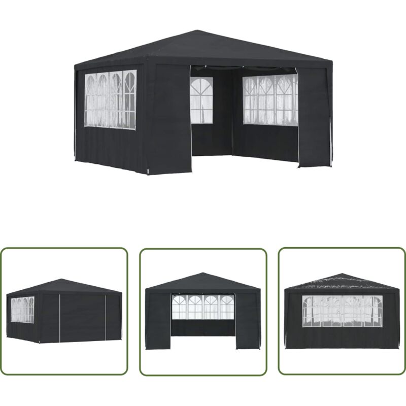 The Living Store Profi-Partyzelt mit Seitenwänden 4×4 m Anthrazit 90 g/m² - Gartenzelt - Partyzelt - Outdoor Zelt - Pavillon - Grillplatz