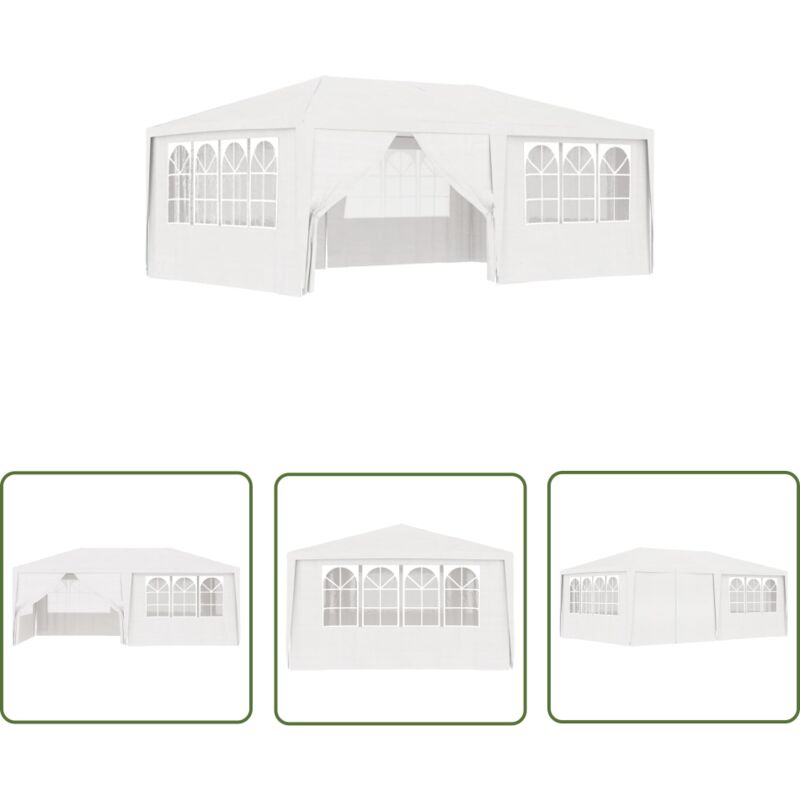 The Living Store Profi-Partyzelt mit Seitenwänden 4×6 m Weiß 90 g/m² - Partyzelt - Gartenpavillon - Outdoor-Zelt - Feierzelt - Grillplatzüberdachung