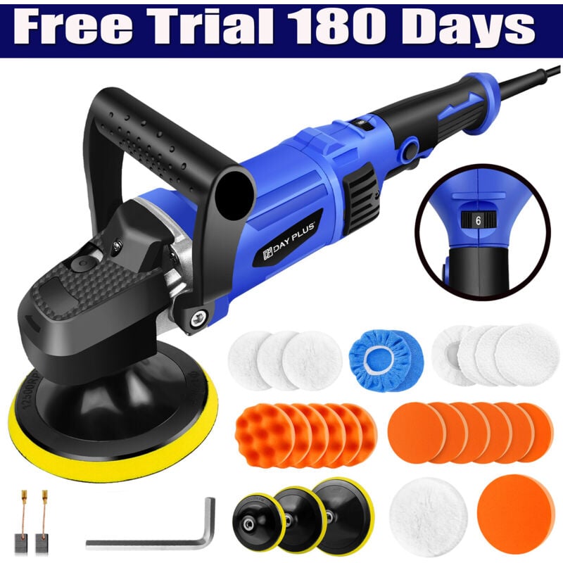 Dayplus - Profi Poliermaschine Polierer Poliergerät Schleifmaschine Auto Politur Set 29tlg