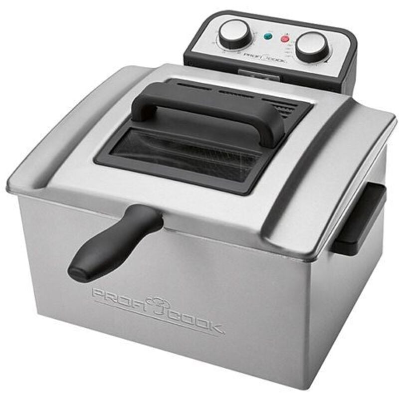 Proficook - pc-fr 1038 Edelstahl-Fritteuse, 3 Körbe, herausnehmbar, 3000 w, Grau