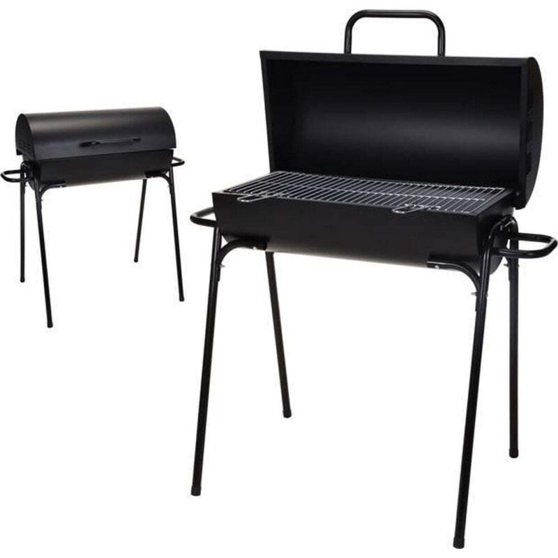 Holzkohlegrill mit Deckel, hitzebeständig bis 250°C, Grillrost und Grillrost verchromt