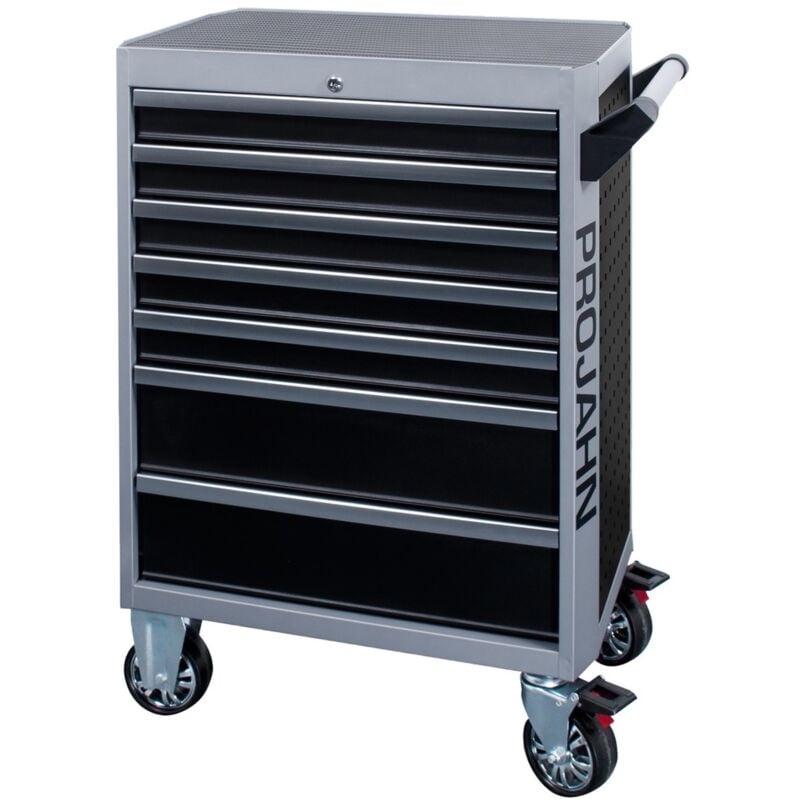 Projahn Bestückter Werkstattwagen GALAXY mit 7 Schufächern und 229-tlg. proficraft Bestückung Schwarz/Silbergrau