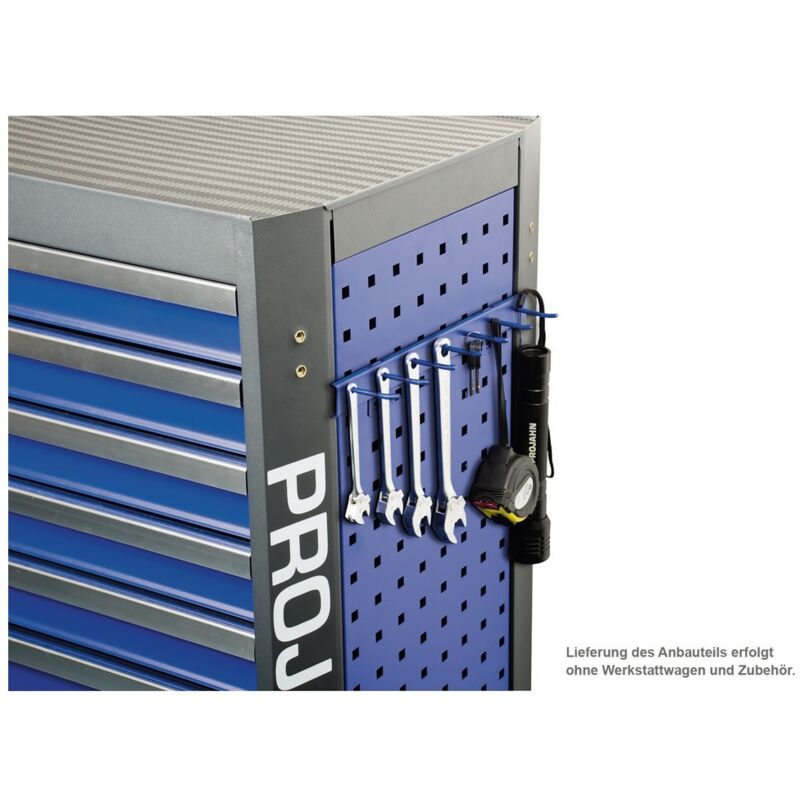 Zubehör Werkstattwagen mit Vierkantlochung Hakenleiste für 7 Teile Blau - Projahn