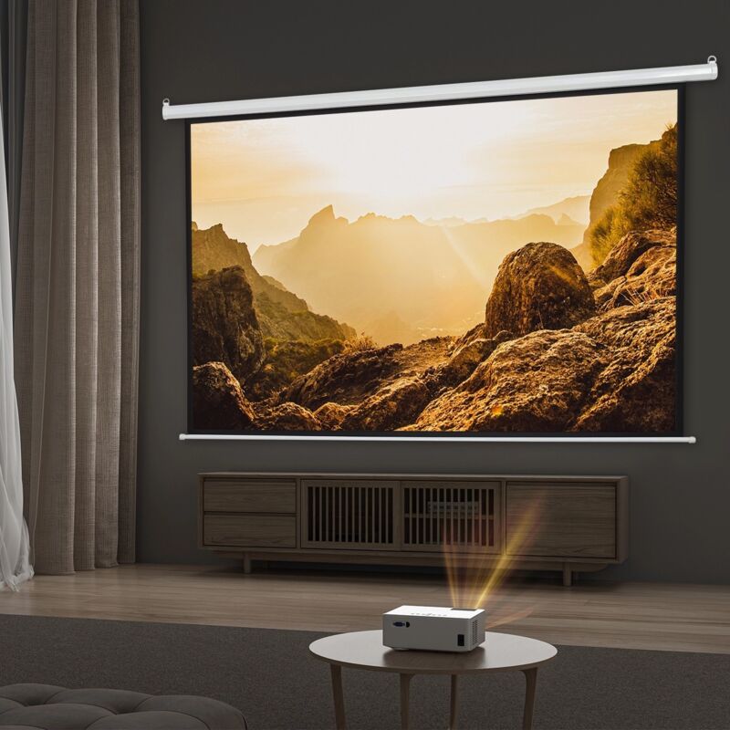 Motorisierte Projektionsleinwand, elektrische Beamer-Leinwand, Format 4:3, 84 Zoll (171 x 130 cm), automatische Wand- oder Deckenmontage, ideal für