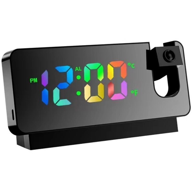Projektionswecker fürs Schlafzimmer, LED-Wecker fürs Schlafzimmer, RGB-Farbwechselwecker für Teenager und Kinder, Schlummerfunktion, doppelter lauter