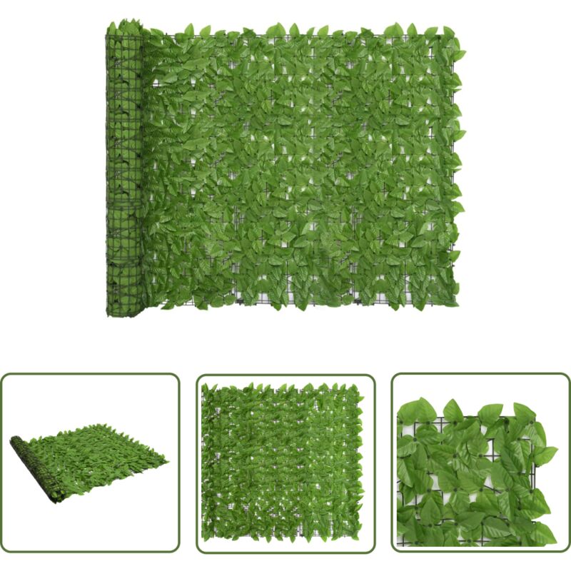 Prolenta Premium - The Living Store Balkon-Sichtschutz mit Grünen Blättern 400x150 cm - Balkon Sichtschutz - Gartensichtschutz - Privacy Screen