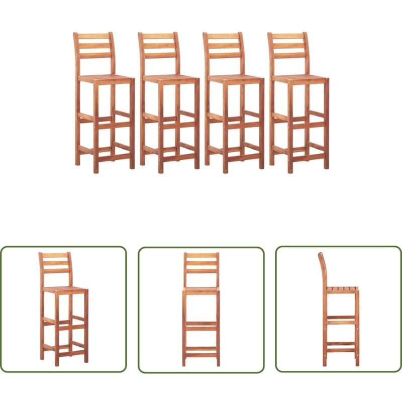 The Living Store Barhocker 4 Stk. Massivholz Akazie - Holz Barhocker - Garten Möbel - Outdoor Furniture - Barstühle - Akzidenzholzmöbel