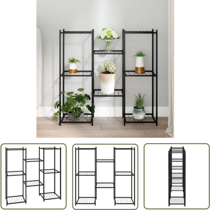Prolenta Premium - The Living Store Blumenständer 83x25x80 cm Schwarz Eisen - Blumenständer - Pflanzenständer - Gartengeräte - Balkonmöbel