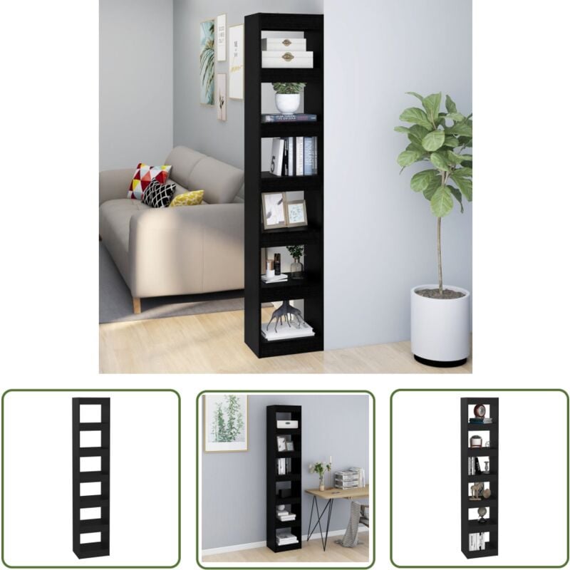 Prolenta Premium - The Living Store Bücherregal/Raumteiler Schwarz 40x30x198 cm - BucheRegal - Holzregal - Raumteiler - Schwarz - Modernes Buchregal