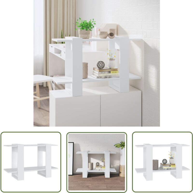 The Living Store Bücherregal/Raumteiler Weiß 80x30x51 cm - Bucherregal - Holzregal - Raumteiler - Weißes Regal - Wohnzimmerdeko