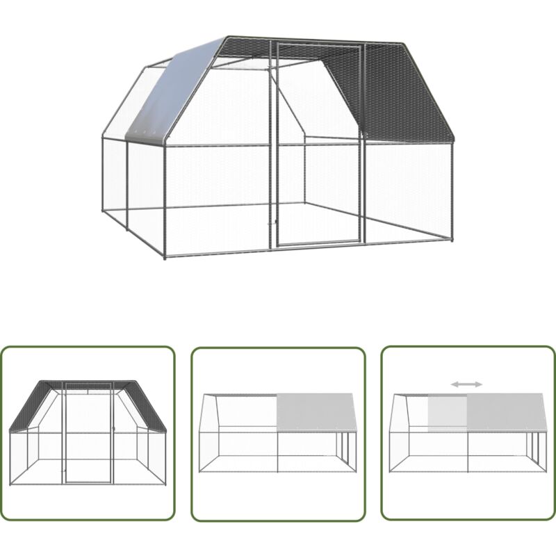 Prolenta Premium - The Living Store Outdoor-Hühnerkäfig 3x4x2 m Verzinkter Stahl - Hühnerkäfig - Vogelvoliere - Außenhaltung - Geflügelhaus - Stall