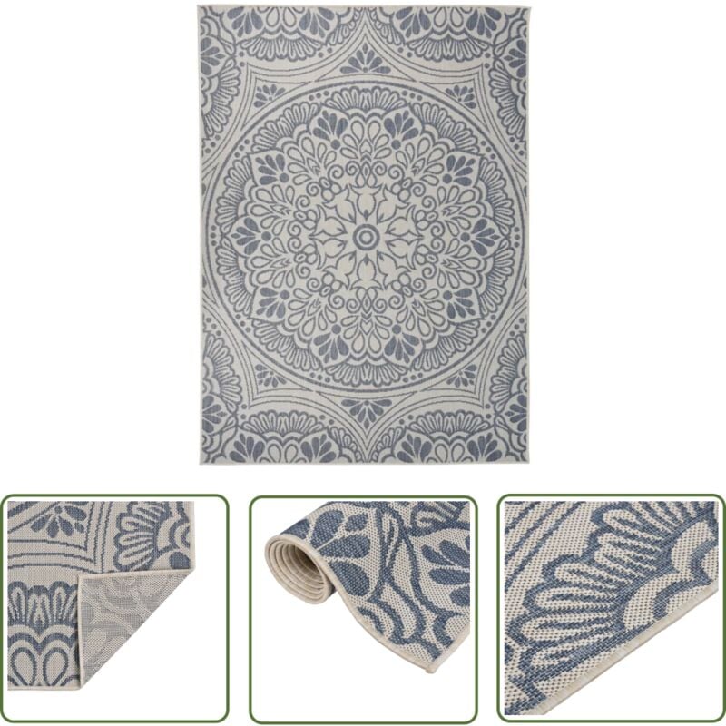 Prolenta Premium - The Living Store Outdoor-Teppich Flachgewebe 200x280 cm Blaues Muster - Outdoor-Teppich - Balkon-Teppich - Terrassen-Teppich