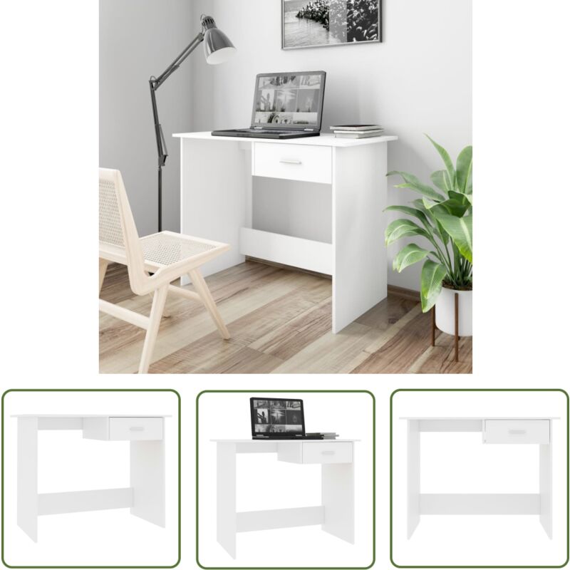 The Living Store Schreibtisch Weiß 100x50x76 cm Holzwerkstoff - Schreibtisch - Weißer Schreibtisch - Bürostuhl - Home Office - Kompakter Schreibtisch