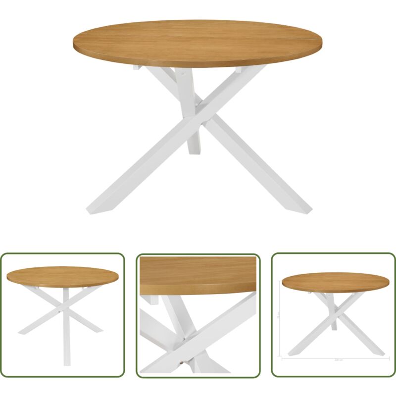 Prolenta Premium - The Living Store Esstisch Weiß 120x75 cm mdf - Runder Esstisch - Esstisch Weiß - Esstisch Braun - Holztisch - Gummiholzmöbel