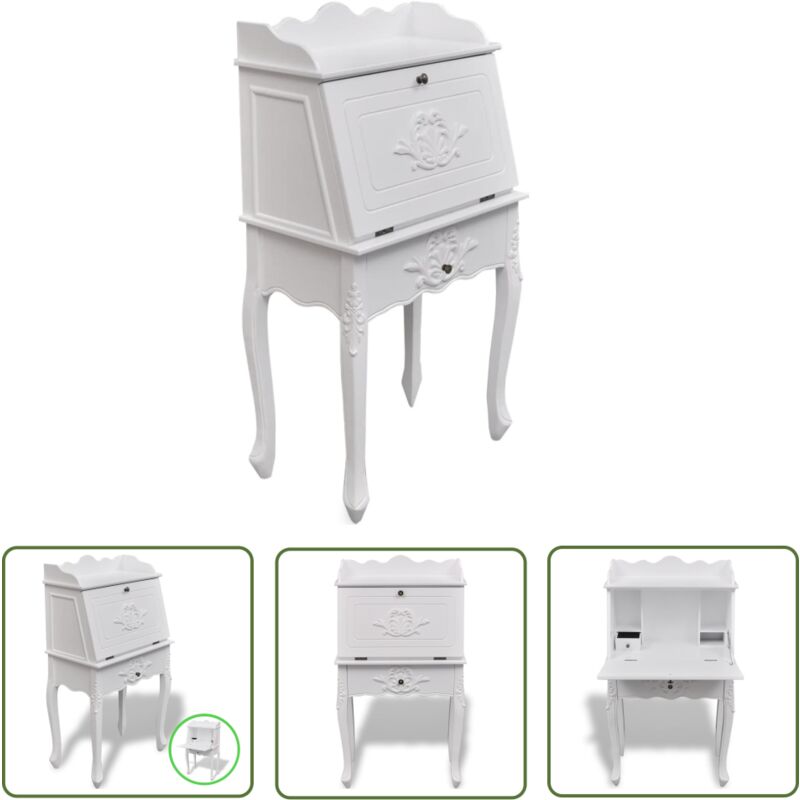 Sekretär aus Holz im französischen Landhaus-Stil - Französischer Stil - Sekretär - Schreibtisch - Landhausstil - Weißer Schreibtisch