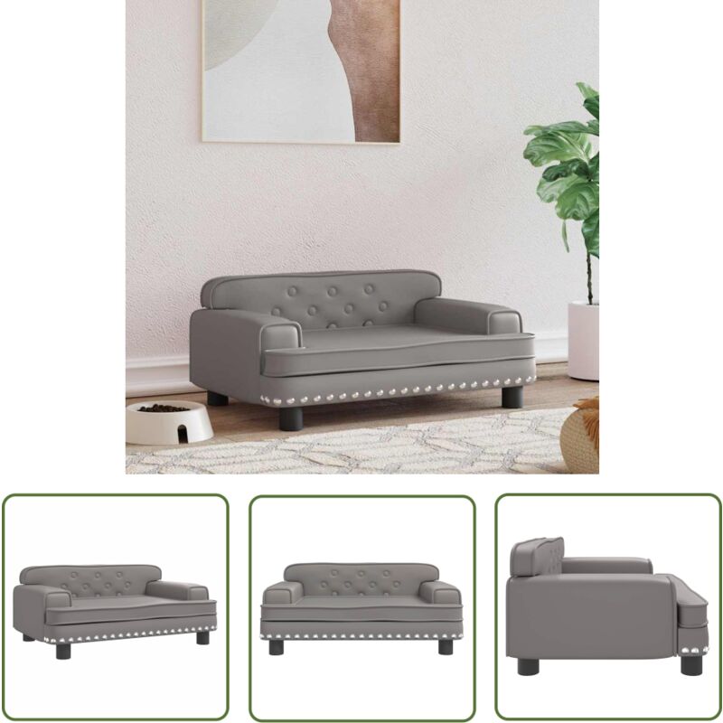 The Living Store Hundebett Grau 70x45x30 cm Kunstleder - Hundebett - Haustierbett - Hundeliege - Sofabett Für Hunde - Kleines Hundebett