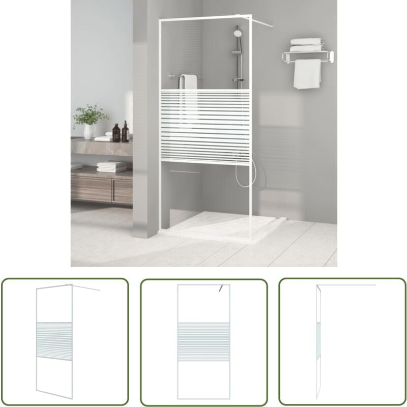 Prolenta Premium - The Living Store Duschwand für Begehbare Dusche Weiß 90x195 cm ESG-Klarglas - Duschwand - Begehbarer Dusche - ESG-Glas - Klarglas