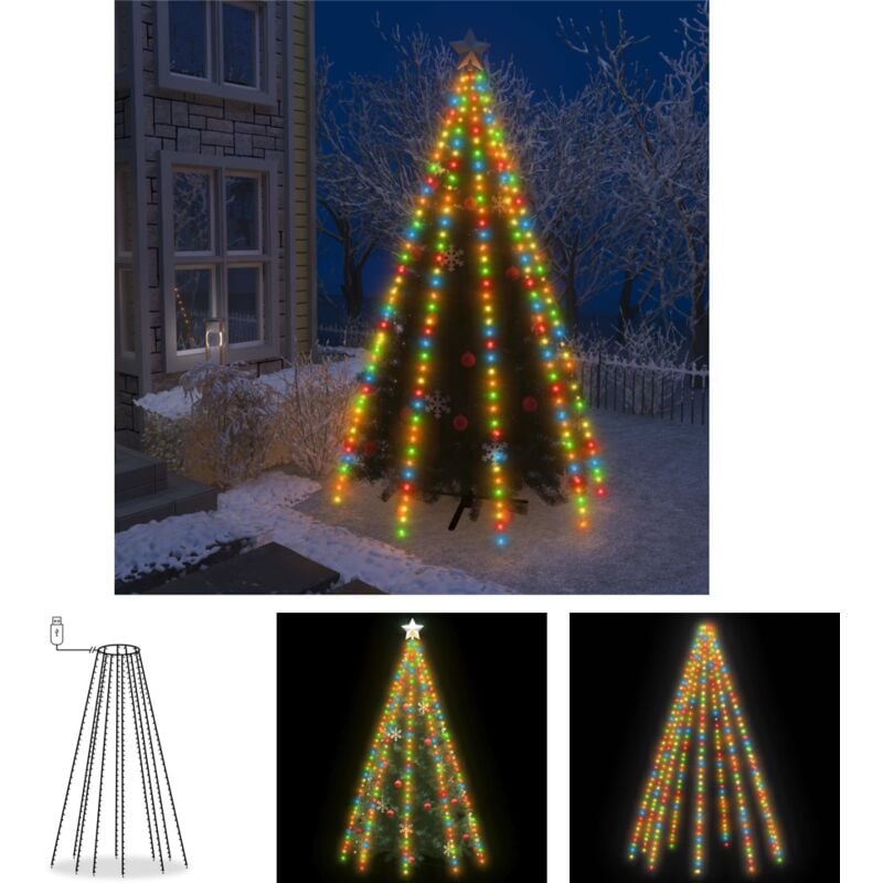 Prolenta Premium - The Living Store Weihnachtsbaum-Lichternetz mit 400 LEDs Mehrfarbig 400 cm - Lichtschläuche & Lichterketten - Mehrfarbig