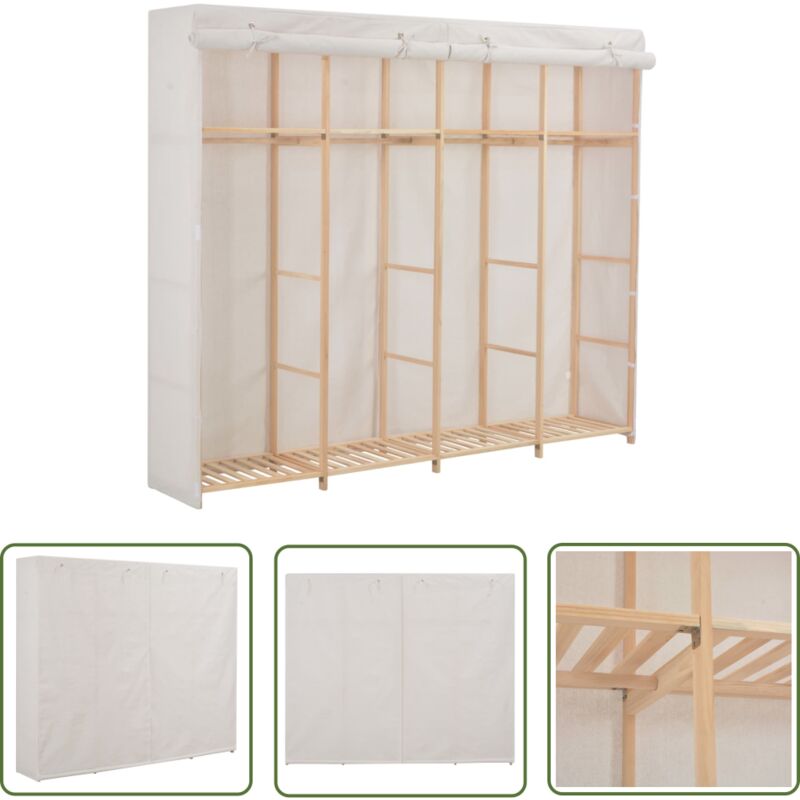 Prolenta Premium - The Living Store Kleiderschrank Weiß 200 x 40 x 170 cm Stoff - Kleiderschrank - Weißer Kleiderschrank - Garderobe - Textilschrank