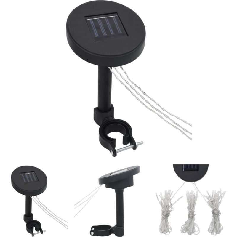 Prolenta Premium - The Living Store Pavillon-LED-Lichterketten mit Solarpanel - Pavillon-Rahmen - Weiß