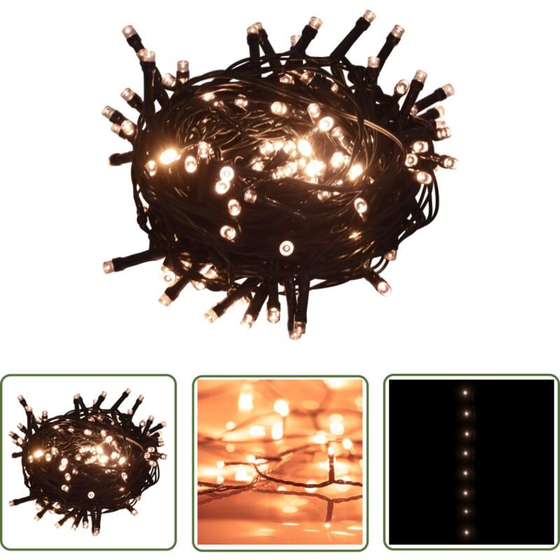 Prolenta Premium - Lichterkette mit 1000 LEDs 100 m 8 Lichteffekte IP44 Warmweiß - Weihnachtsdeko - Lichterkette - Outdoor Beleuchtung - Indoor