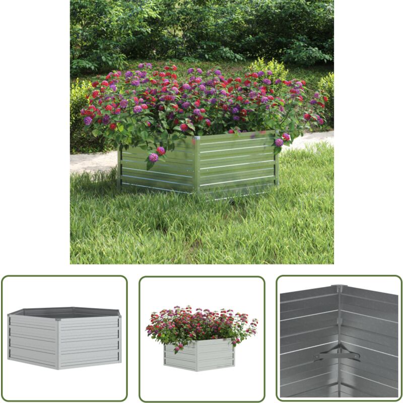 Prolenta Premium - The Living Store Garten-Hochbeet 129x45 cm Verzinkter Stahl Silber - Gartengefäße - Hochbeet - Pflanzkübel - Stahltanks