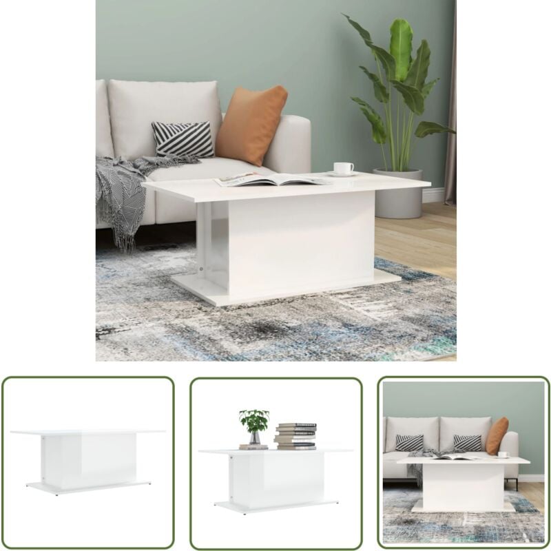Prolenta Premium - The Living Store Couchtisch Hochglanz-Weiß 102x55,5x40 cm Holzwerkstoff - Couchtisch - Holzwerkstoff - Weißer Couchtisch