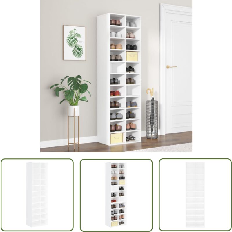 Prolenta Premium - The Living Store Schuhschrank Weiß 54x34x183 cm Holzwerkstoff - Schuhschrank - Schuhregal - Holzwerkstoff - Weißer Schuhschrank