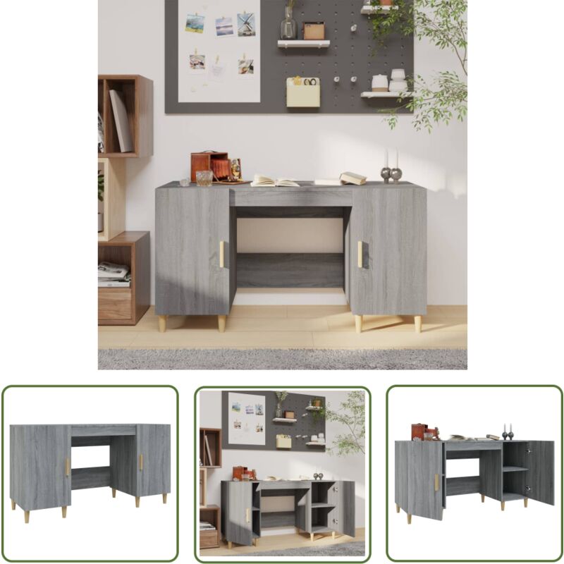 Prolenta Premium - The Living Store Schreibtisch Grau Sonoma 140x50x75 cm Holzwerkstoff - Schreibtisch - Grau - Holzwerkstoff - Eukalyptus - Home