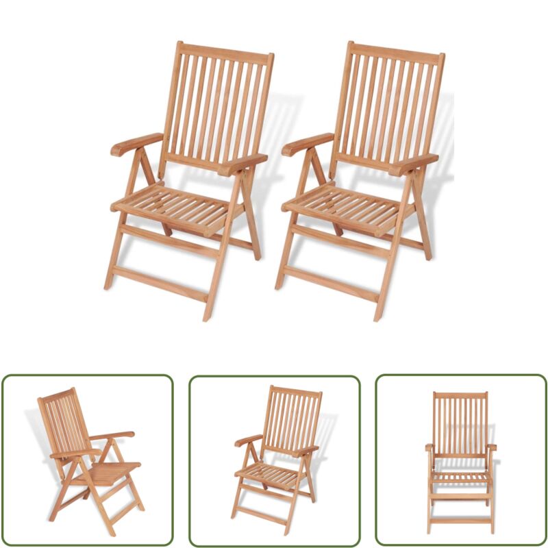 Prolenta Premium - The Living Store Verstellbare Gartenstühle 2 Stk. Massivholz Teak - Gartensaison - Gartenmöbel - Gartenstuhl - Teakholzmöbel