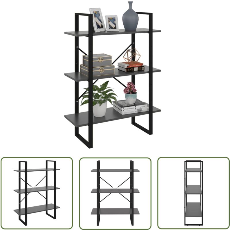 The Living Store Bücherregal Grau 80x30x105 cm Holzwerkstoff - Bücherregal - Holzmöbel - Industrielles Design - Graue Möbeln - Regal Grau