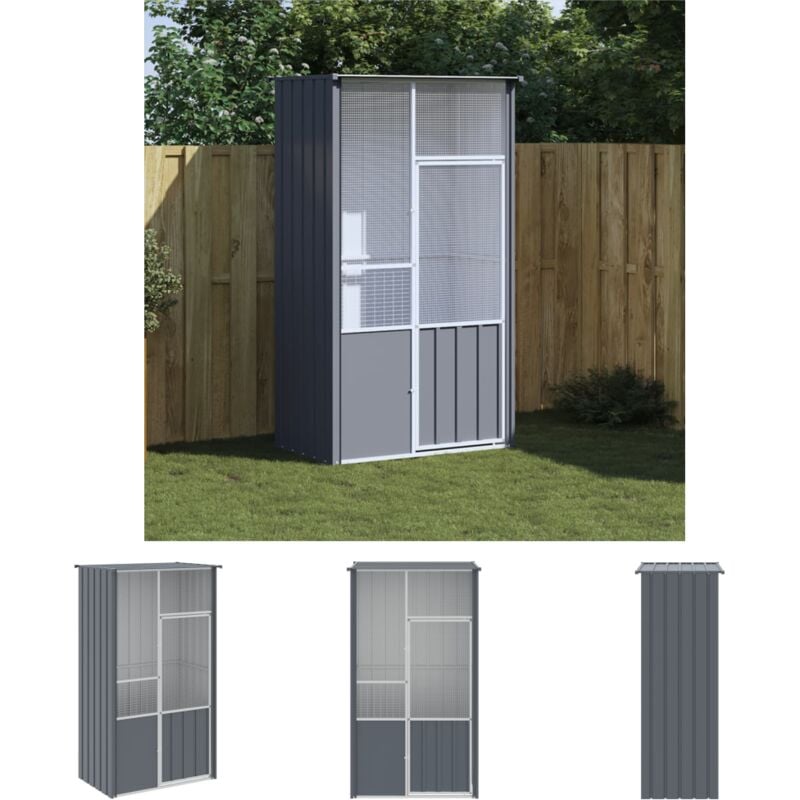 The Living Store Voliere Anthrazit 115x78x200 cm Verzinkter Stahl - Vogelkäfige & -ständer - Anthrazit