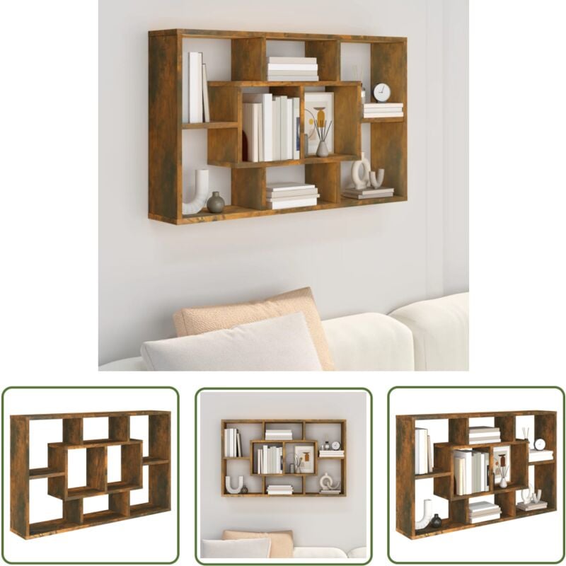 Prolenta Premium - The Living Store Wandregal Räuchereiche 85x16x52,5 cm Holzwerkstoff - Wandregal - Regalböden - Wohnzimmerdeko