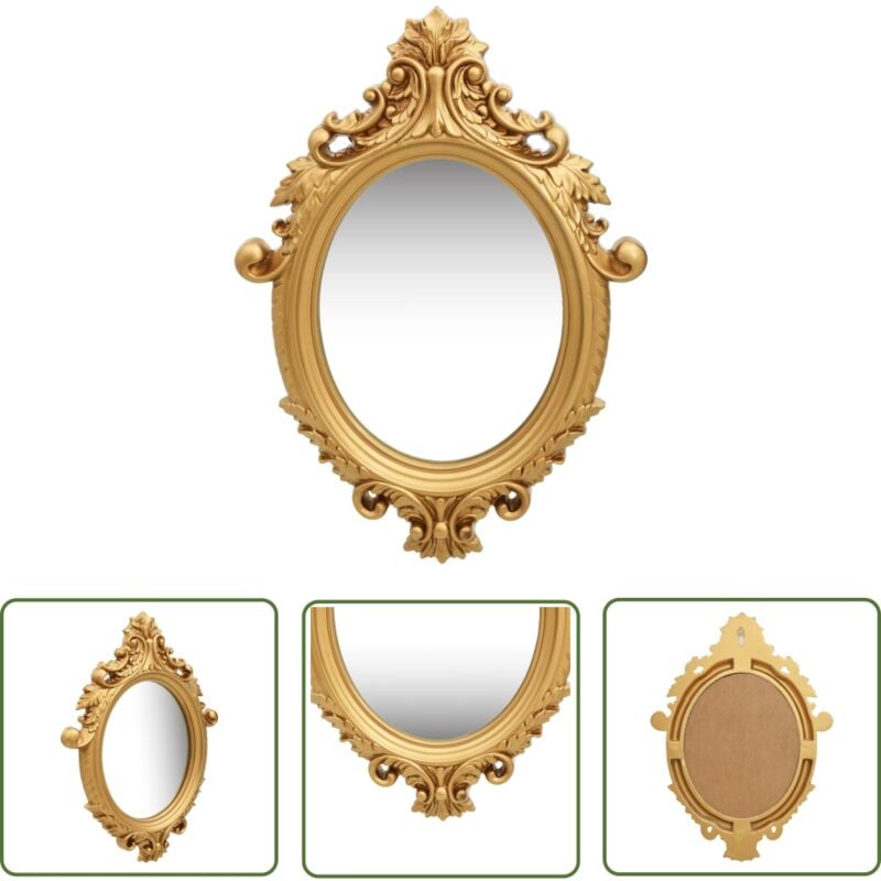 Prolenta Premium - The Living Store Wandspiegel im Schloss-Stil 56x76 cm Golden - Wandspiegel - Ovaler Spiegel - Goldener Spiegel - Vintage Spiegel