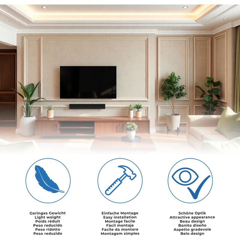 Proviston - Lichtleiste 20 x 32 x 2000 mm led Stuckleiste Polystyrol Weiß Indirekte Beleuchtung LED-Beleuchtung