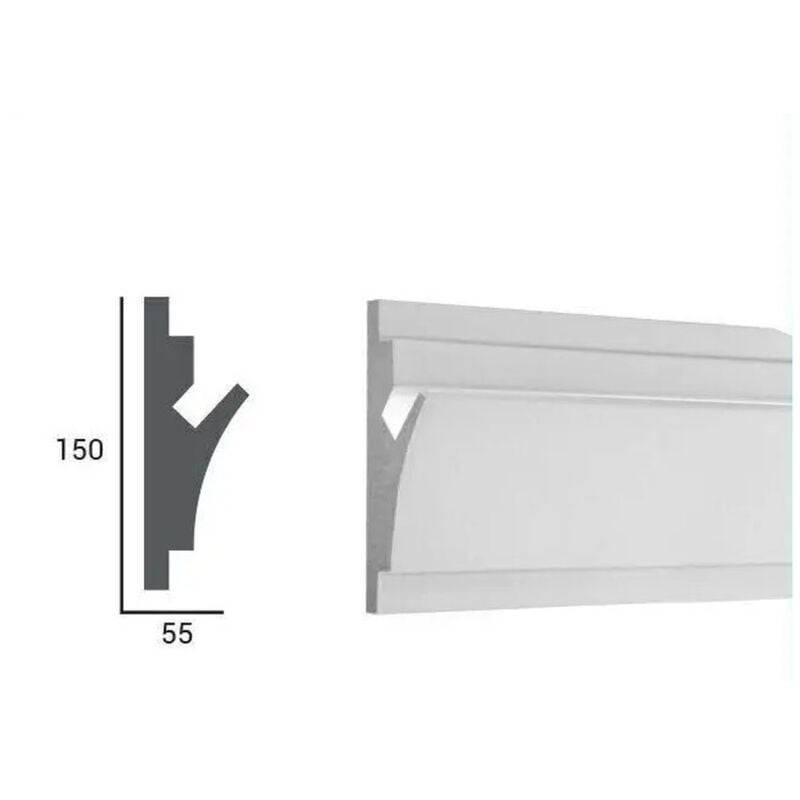 Proviston - Lichtleiste xps 150 x 55 x 1150 mm Weiß Indirekte Beleuchtung Led-Beleuchtung