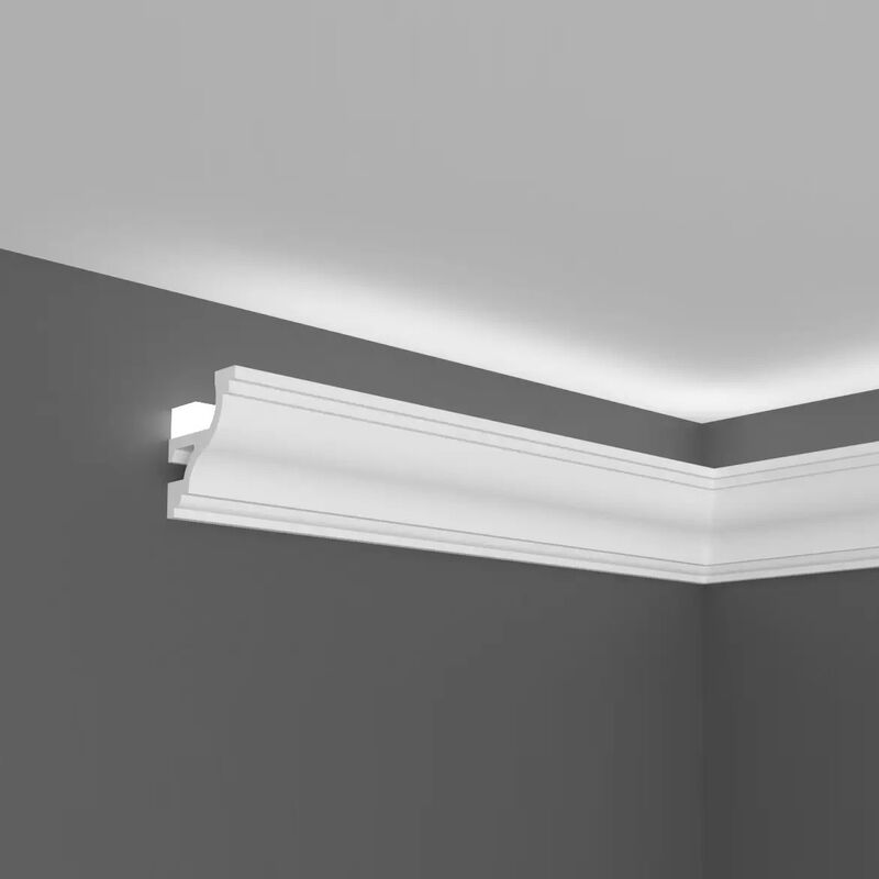 Proviston - Lichtleiste Polymer 40 x 45 x 2000 mm Weiß Indirekte Beleuchtung Led-Beleuchtung