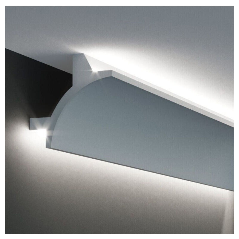 PROVISTON Lichtleiste Polyurethan 90 x 90 x 2000 mm Weiß Indirekte Beleuchtung Led-Beleuchtung