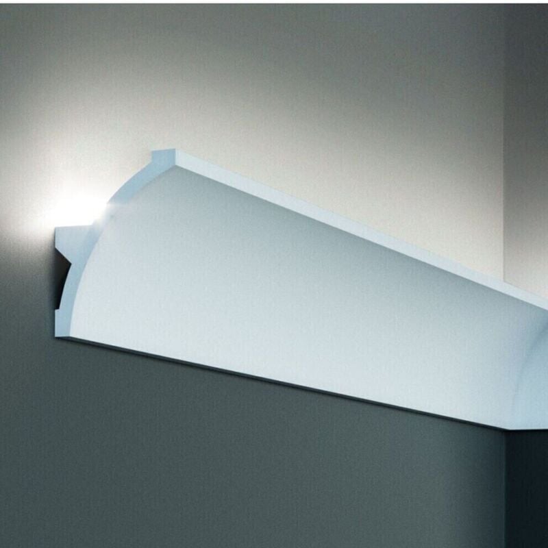 Proviston - Lichtleiste Polyurethan 80 x 60 x 2000 mm Weiß Indirekte Beleuchtung Led-Beleuchtung