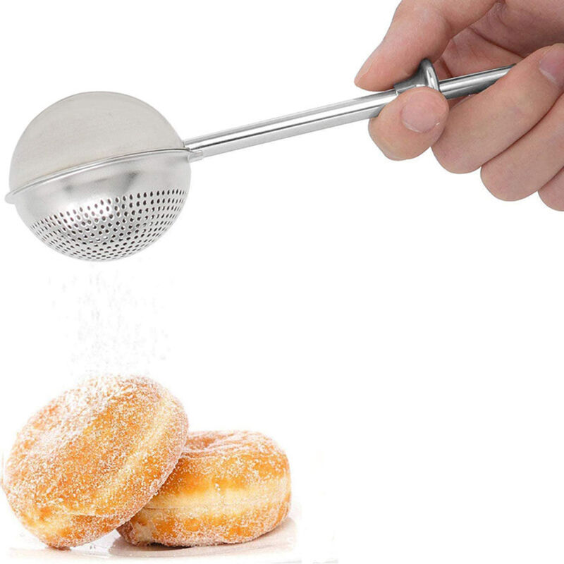 Puderzuckerstreuer, Set aus 2 teleskopierbaren Edelstahlstreuern für Puderzucker und Mehl, Streuer/Sieb/Rührstab für Zucker, Mehl und Gewürze,
